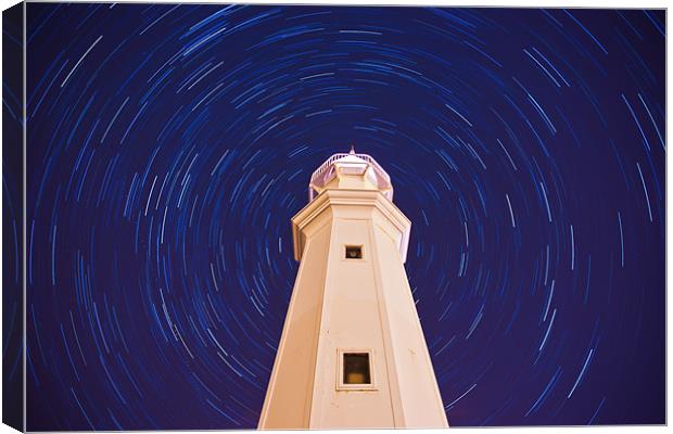 Newhaven Lighthouse Startrails Canvas Print by Andrew Jack
