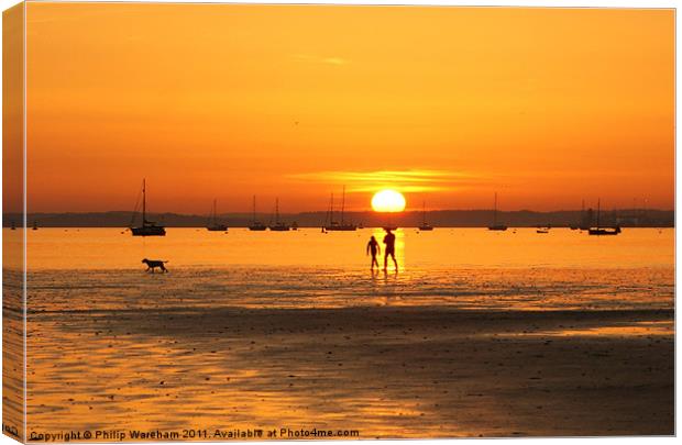 On the Beach at Sunset Canvas Print by Phil Wareham