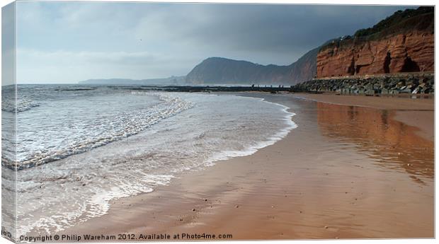 Low tide at Sidmouth Canvas Print by Phil Wareham