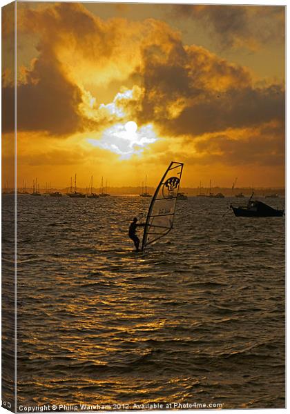Windsurfer at Sunset Canvas Print by Phil Wareham