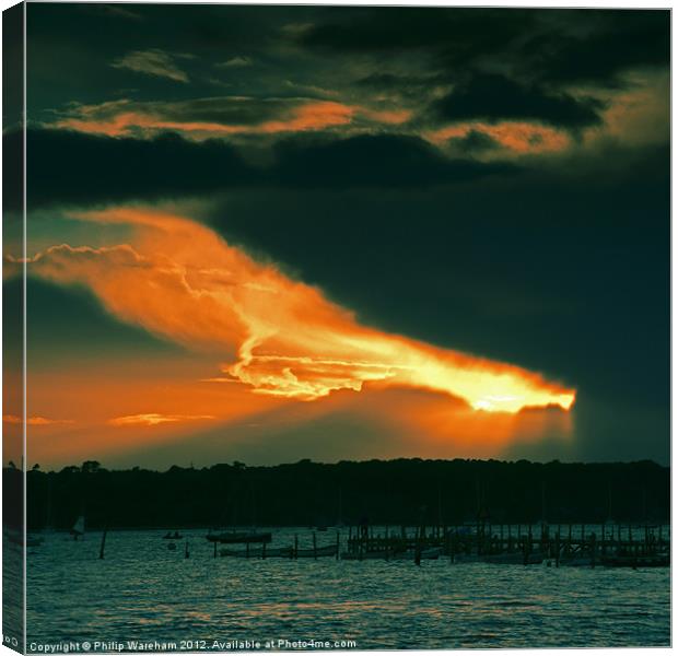 Red Sky over Brownsea Canvas Print by Phil Wareham