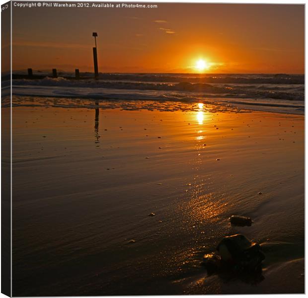 Sunrise and a stone Canvas Print by Phil Wareham