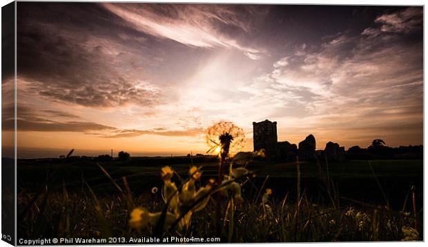 Flowers and Church at Sunset Canvas Print by Phil Wareham