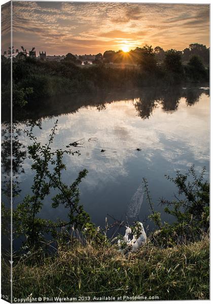Sunrise over the riverbank Canvas Print by Phil Wareham
