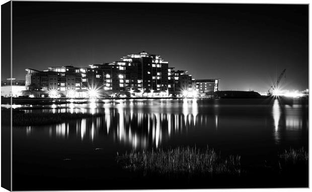 Harbour Lights Black and White Canvas Print by Phil Wareham