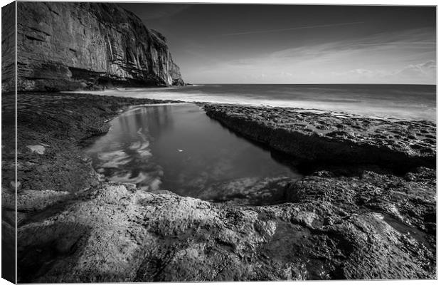 Dancing Ledge Black and White Canvas Print by Phil Wareham