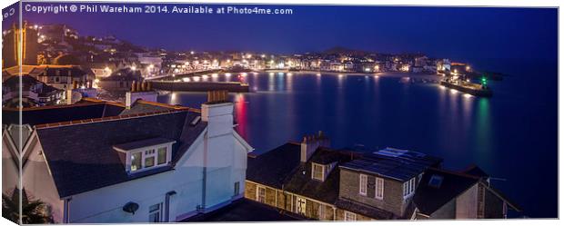 St Ives Harbour at Night Canvas Print by Phil Wareham