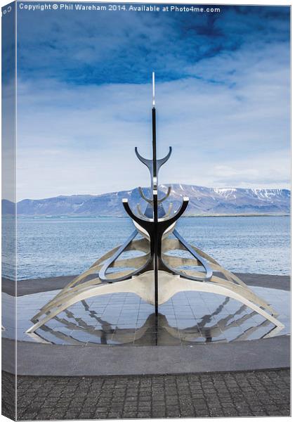 Viking Longboat Sculpture Reykjavik Canvas Print by Phil Wareham