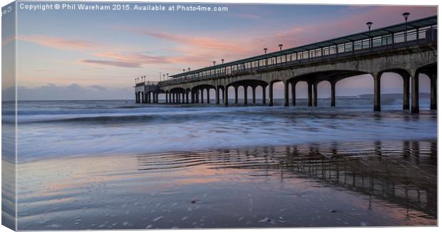  Early at Boscombe Pier Canvas Print by Phil Wareham