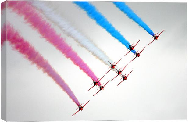 Red Arrows perfect formation Canvas Print by Andrew Watson