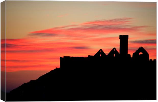 Peel Castle Sunset Isle of Man Canvas Print by Julie  Chambers