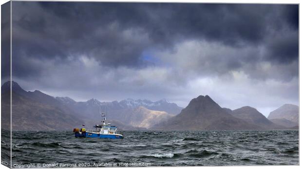 Stormy Mooring In Loch Scavaig, Skye Canvas Print by Donald Parsons