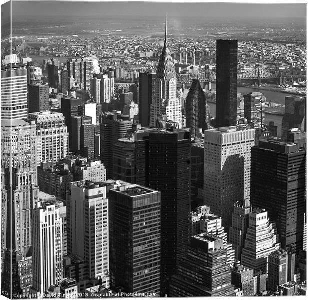 Manhattan In Monochrome Canvas Print by David Tinsley