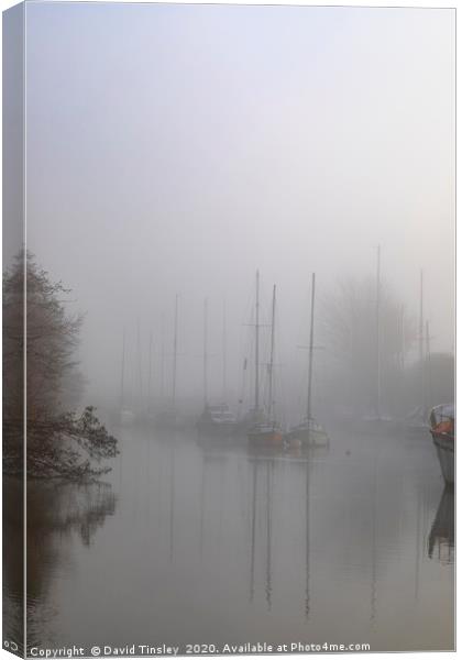 Misty Harbour Reflections Canvas Print by David Tinsley