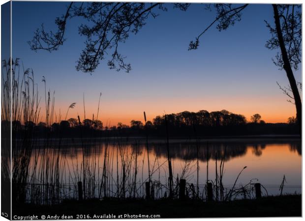 Sunrise on the Mere Canvas Print by Andy dean