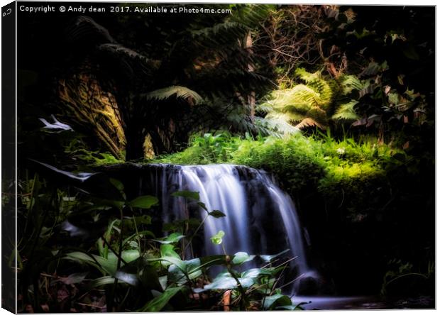 Sunlit waterfall Canvas Print by Andy dean
