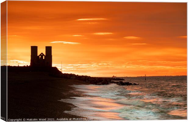 Reculver At Sunset Canvas Print by Malcolm Wood