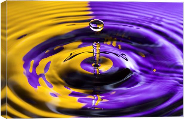 Water Droplet Two Colours Splash Canvas Print by Malcolm Wood