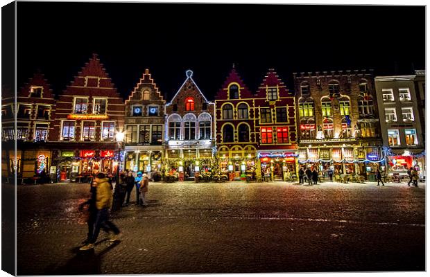 Christmas In Bruges Canvas Print by Malcolm Wood