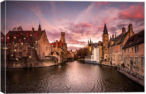 Bruges Sunrise Canvas Print by Malcolm Wood