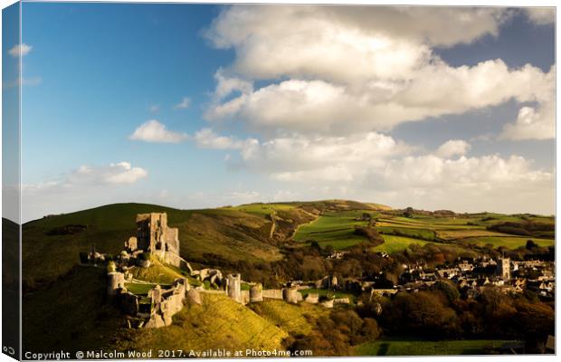 Corfe Castle Canvas Print by Malcolm Wood