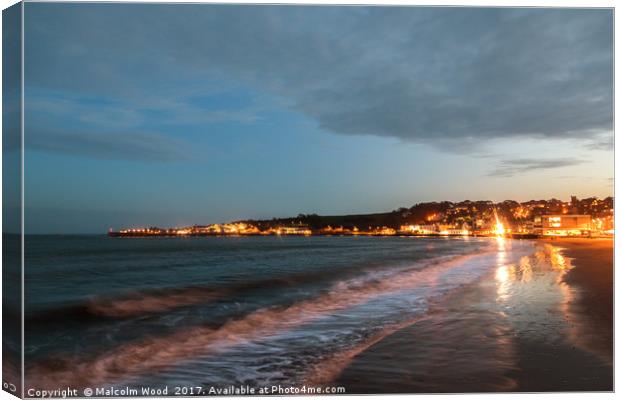 Twilight At Swanage Canvas Print by Malcolm Wood