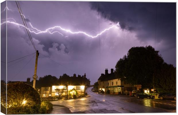 Lightning Over Goudhurst Hill Canvas Print by Malcolm Wood