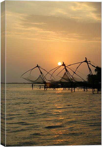 Chinese Fishing Nets at Cochin Canvas Print by Alastair Gentles