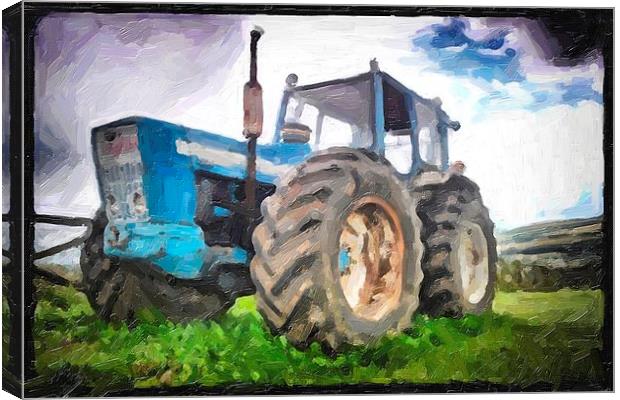 tractor in oil Canvas Print by kevin wise