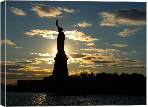 Statue of Liberty Silhouette Canvas Print by Luke Newman