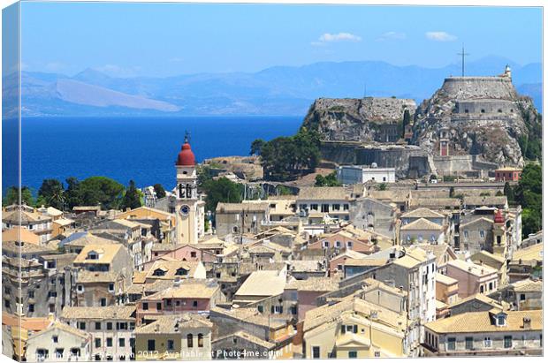 Corfu Town rooftops and Fortress Canvas Print by Luke Newman