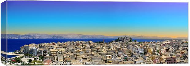 Corfu Town Rooftops panorama Canvas Print by Luke Newman