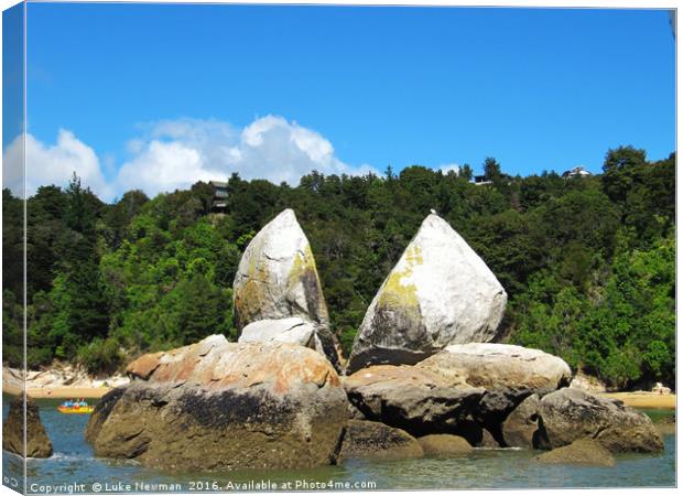 Split Apple Rock, Abel Tasman Canvas Print by Luke Newman