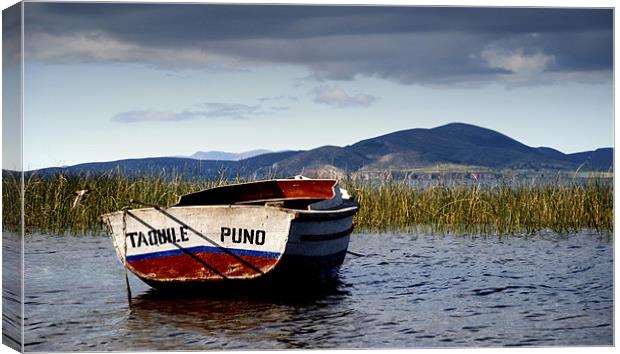Boat at Lake Titicaca Canvas Print by Jamie Beck