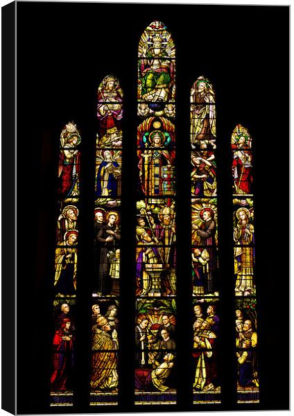 St Marys Monastery Stain Glass Window Canvas Print by Jamie Moffat