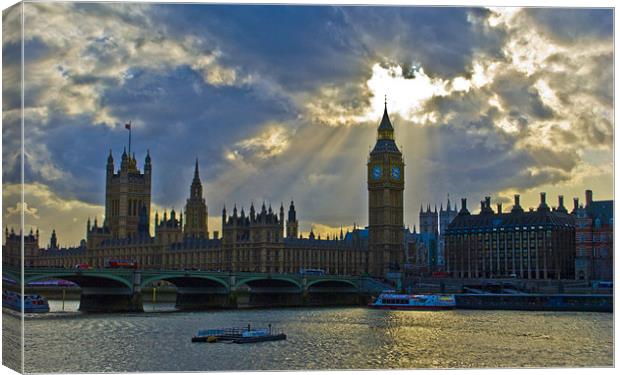 Storms over Westminster Canvas Print by Kevin White