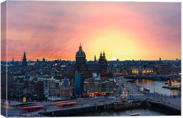 Amsterdam skyline at night Canvas Print by Ankor Light