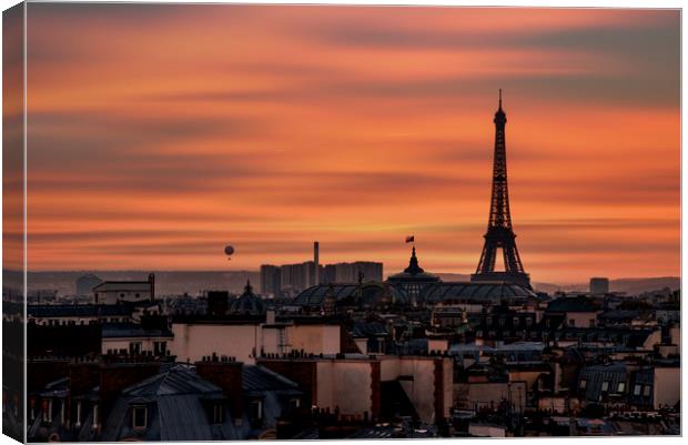 Red sunset on the Eiffel tower Canvas Print by Ankor Light