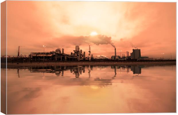 Reflection of refineries and its chimney Canvas Print by Ankor Light