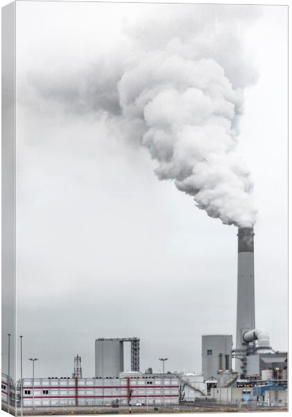 A factory with smoke coming out of it Canvas Print by Ankor Light