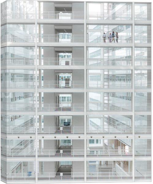 Abstract meet up in the glass building Canvas Print by Ankor Light