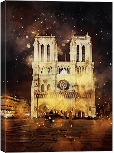 Notre Dame de Paris cathedral Canvas Print by Ankor Light
