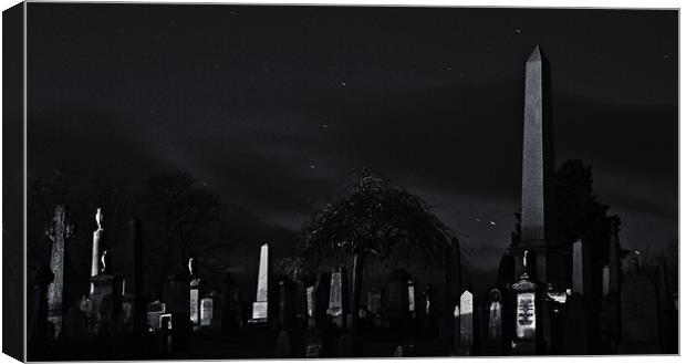Spooky Graveyard at night Canvas Print by Buster Brown