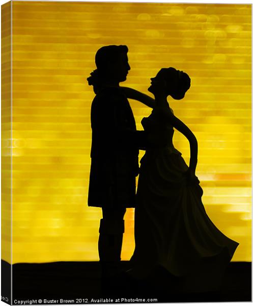 Wedding Couple Silhouette Canvas Print by Buster Brown