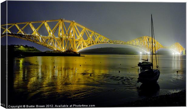 Forth Bridge at Night Canvas Print by Buster Brown