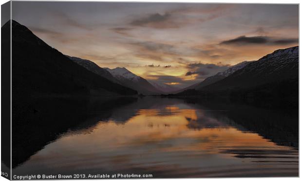 Sunset over loch Doine Canvas Print by Buster Brown