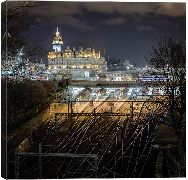 Waverley Station and The Balmoral Hotel. Canvas Print by Buster Brown