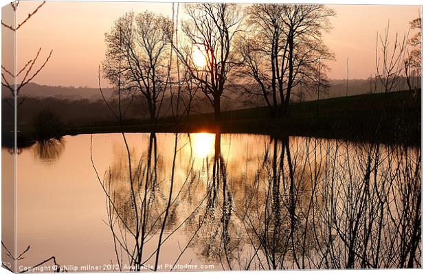 Sunset And Still Water Canvas Print by philip milner