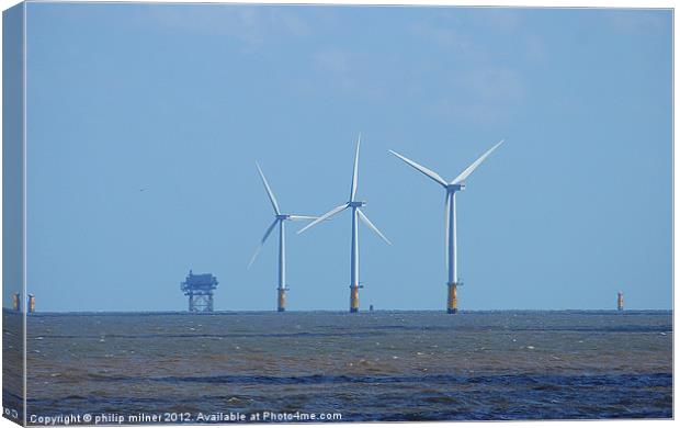 Turbines Out At Sea Canvas Print by philip milner