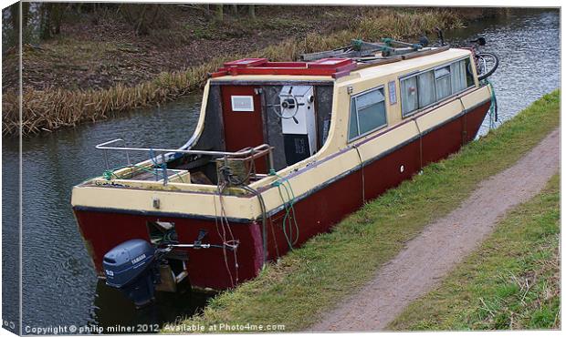 An Old Canal Barge Canvas Print by philip milner